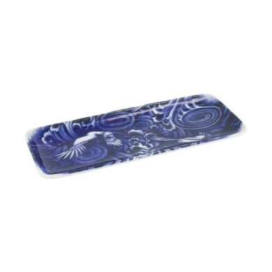 Servierplatte Japonism Crane Blau/Weiß, Porzellan, 28,5 × 14 × 2,5 cm, Art.-Nr. 18768
