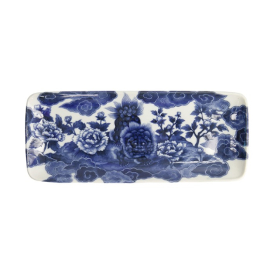 Servierplatte Japonism Lion Blau/Weiß, Porzellan, 28,5 × 14 × 2,5 cm, Art.-Nr. 18770