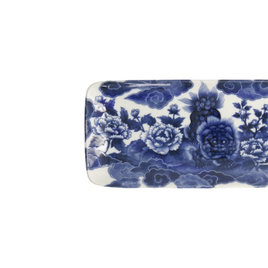 Servierplatte Japonism Lion Blau/Weiß, Porzellan, 28,5 × 14 × 2,5 cm, Art.-Nr. 18770