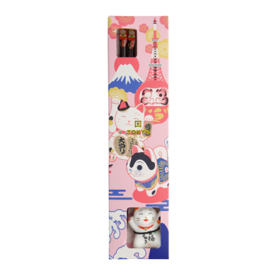 Chopsticks including Rest, Giftset, Lucky Cat, 23.5 cm - Item No. 18878