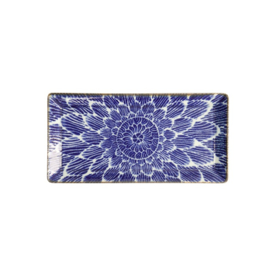 Sushi Plate Ohuke Dahlia Blue/White, Porcelain, 23 × 11.5 cm, Item No. 18886