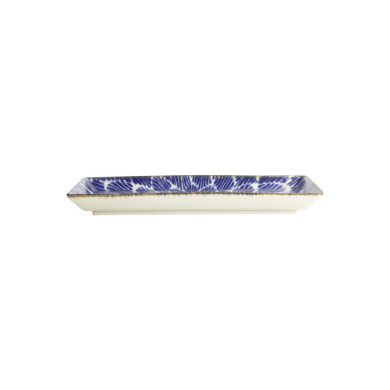 Sushi Plate Ohuke Dahlia Blue/White, Porcelain, 23 × 11.5 cm, Item No. 18886