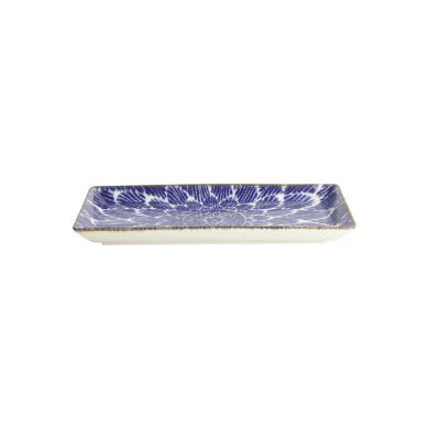 Sushi Plate Ohuke Dahlia Blue/White, Porcelain, 23 × 11.5 cm, Item No. 18886