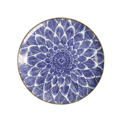 Plate Ohuke Dahlia Blue/White, Porcelain, Ø 25 × 3 cm, Item No. 18889