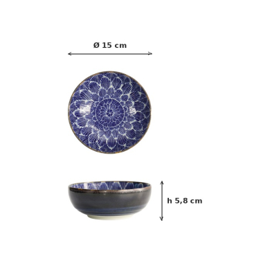 Rice Bowl Ohuke Dahlia Blue/White, Porcelain, Ø 15 × 5.8 cm, Item No. 18891