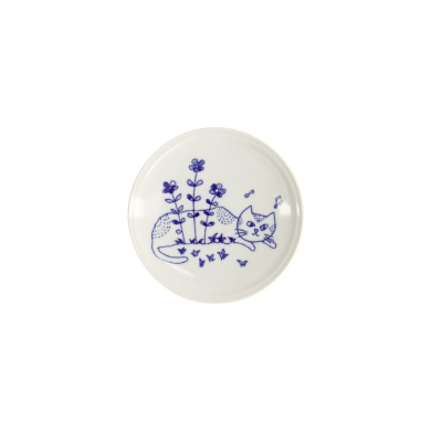 Plate Neko Maruke Blue/White, Porcelain, Ø 14.3 × 1.8 cm, Item No. 18969