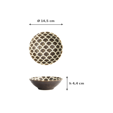Reisschale Iga Matte Mermaid Design Braun, Steinzeug, Ø 14,5 × 4,4 cm, 250 ml, Art.-Nr. 20332