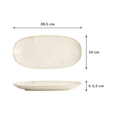 Sushi-Platte Titanium Matte Weiß, Porzellan, 28,5 × 14 × 2,5 cm, Art.-Nr. 20360