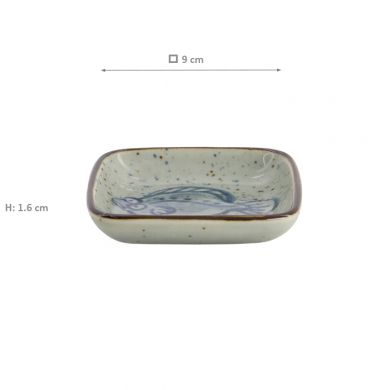 TDS, Soy Sauce Bowl, Flounder, Blue, 9 x 1.6 cm - Item No. 20611