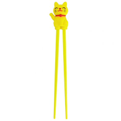 TDS, Kids-Chopsticks , Kitchenware, 22 cm, Lucky Cat, Yellow - Item No. 20726