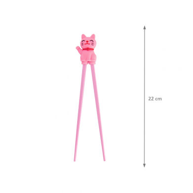 TDS, Kids-Chopsticks , Kitchenware, 22 cm, Lucky Cat, Pink - Item No. 20727