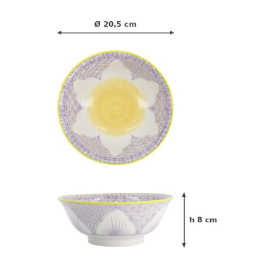 Ramenschale Lily Flower Lila, Porzellan, Ø 20,5 × 8 cm, 1,2 l, Art.-Nr. 20934