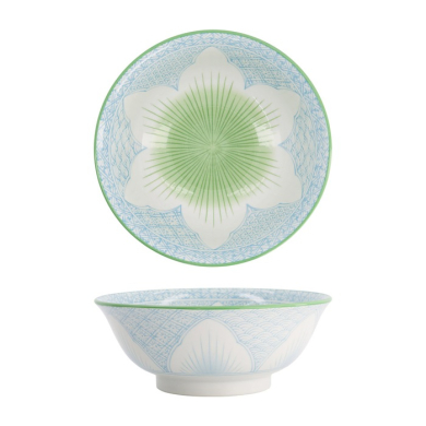 Tokyo Design Studio Ramenschale Lily Flower Hellblau, Porzellan, Ø 20,5 × 8 cm, 1,2 l
