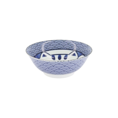 Ramen Bowl Kawaii Lucky Cat Blue, Porcelain, Ø 19.7 × 7 cm, 1 l, Item No. 20952