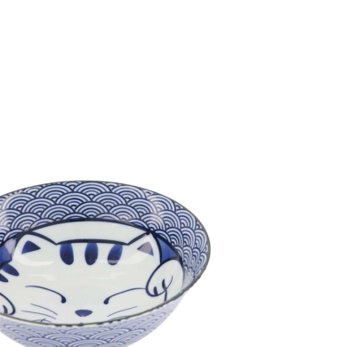 Ramen Bowl Kawaii Lucky Cat Blue, Porcelain, Ø 19.7 × 7 cm, 1 l, Item No. 20952