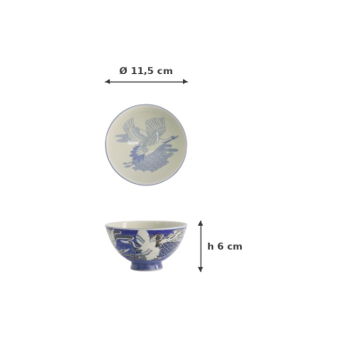Reisschale Kawaii Crane Blau, Porzellan, Ø 11,5 × 6 cm, 300 ml, Art.-Nr. 20978