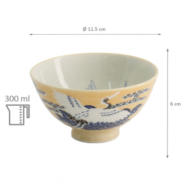 TDS, Rice Bowl, Kawaii Crane, Yellow, Ø 11.5 x 6 cm, 300ml - Item No: 20979