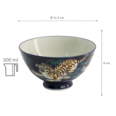 TDS, Rice Bowl, Kawaii Tiger, Blue, Ø 11.5 x 6 cm, 300ml - Item No: 20983