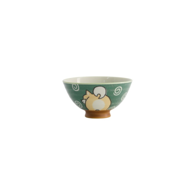 Reisschale Kawaii Shiba-Dog Grün, Porzellan, Ø 12,5 × 7 cm, 350 ml, Art.-Nr. 20985