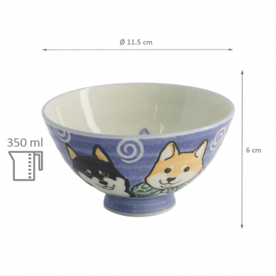 TDS, Reis-Schale, Kawaii Shiba-Dog, Blau, Ø 11.5x6 cm, 350ml - Art Nr.: 20986