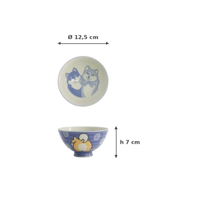 Reisschale Kawaii Shiba-Dog Blau, Porzellan, Ø 12,5 × 7 cm, 350 ml, Art.-Nr. 20986