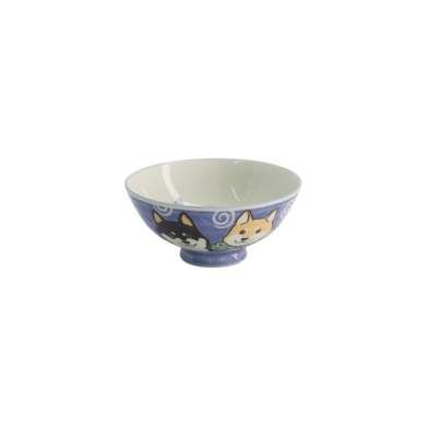 Rice Bowl Kawaii Shiba-Dog Blue, Porcelain, Ø 14.5 × 6.5 cm, 500 ml, Item No. 20989