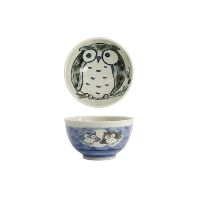 Tokyo Design Studio Reisschale Kawaii Owl Blau, Porzellan, Ø 13 × 8 cm, 400 ml