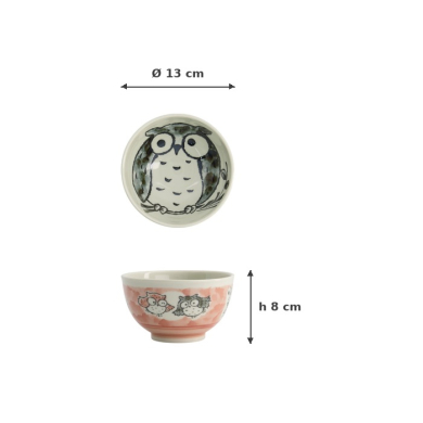 Reisschale Kawaii Owl Rosa, Porzellan, Ø 13 × 8 cm, 400 ml, Art.-Nr. 20992