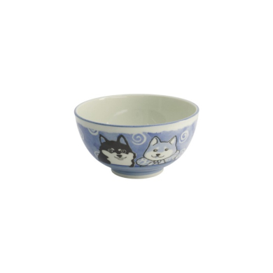 Rice Bowl Kawaii Shiba-Dog Blue, Porcelain, Ø 16 × 8 cm, 600 ml, Item No. 20993