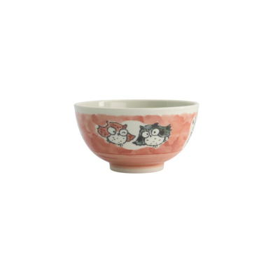 Rice Bowl Kawaii Owl Pink, Porcelain, Ø 16 × 8 cm, 600 ml, Item No. 20995