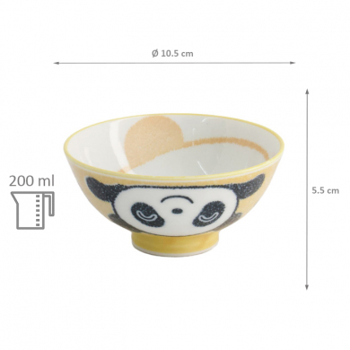 TDS, Rice Bowl, Kawaii Panda, Yellow, Ø 10.5 x 5.5 cm, 200ml - Item No. 21001