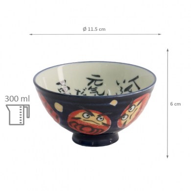 TDS, Rice Bowl, Kawaii Daruma, Blue, Ø 11.5 x 6 cm, 300ml - Item No. 21008