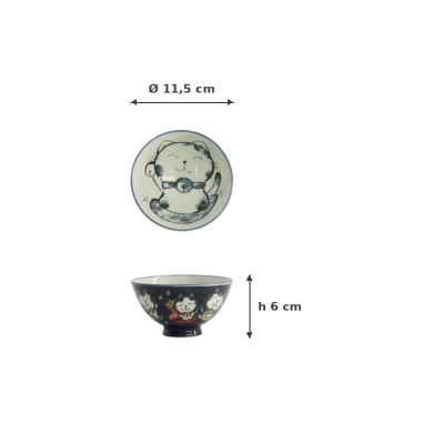 Reisschale Kawaii Cat Blau, Porzellan, Ø 11,5 × 6 cm, 300 ml, Art.-Nr. 21025