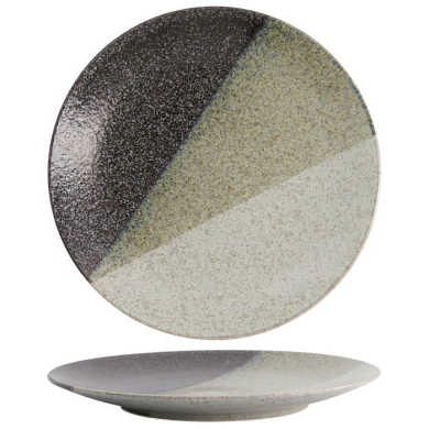 Tokyo Design Studio Large Round Plate Oboro Yamakage Black/Brown/White, Ceramic, Ø 28.5 × 3 cm