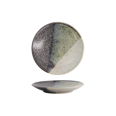 Tokyo Design Studio Teller Oboro Yamakage Schwarz/Braun/Weiß, Steinzeug, Ø 16,7 × 2,5 cm