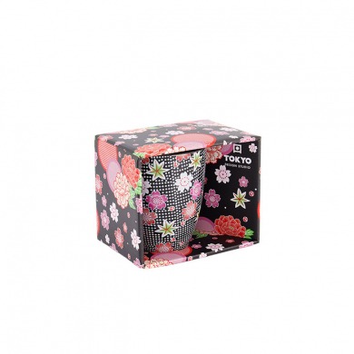 Black Kawaii Flower Mug W/Giftbox at g-HoReCa (picture 2 of 2)