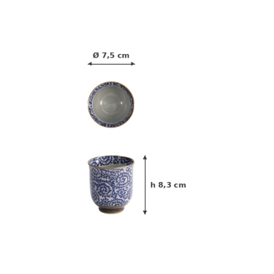 Tea Cup Sometsuke D White/Blue, Porcelain, Ø 7.5 × 8.3 cm, 200 ml, Item No. 21261