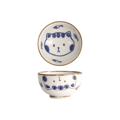 Tokyo Design Studio Schale Kawaii Cat Neko, Porzellan, Ø 13,7 × 7,4 cm, 500 ml