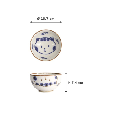 Schale Kawaii Cat Neko, Porzellan, Ø 13,7 × 7,4 cm, 500 ml, Art.-Nr. 21265