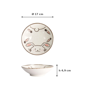 Shallow Bowl Kawaii Rabbit Usagi Pink, Porcelain, Ø 17 × 4.9 cm, Item No. 21272