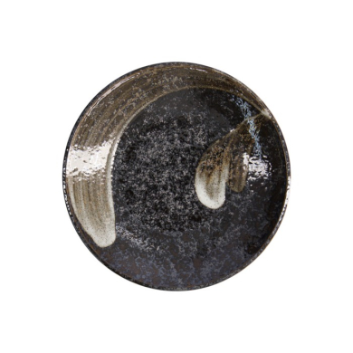 Plate Arahake Black/Brown, Stoneware, Ø 22.7 × 3.1 cm, Item No. 21425