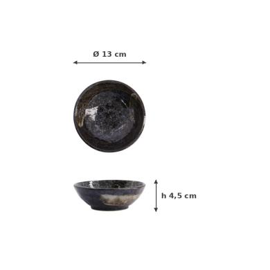 Schale Arahake Schwarz/Braun, Steinzeug, Ø 13 × 4,5 cm, 250 ml, Art.-Nr. 21427