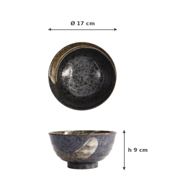 Tayo Bowl Arahake Black/Brown, Stoneware, Ø 17 × 9 cm, 900 ml, Item No. 21432