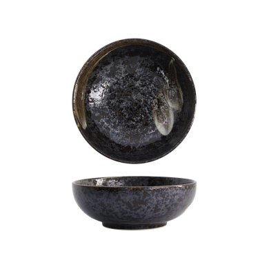 Tokyo Design Studio Rice Bowl Arahake Black/Brown, Stoneware, Ø 17 × 7 cm, 800 ml