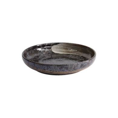 Pasta Plate Arahake Black/Brown, Stoneware, Ø 22 × 4 cm, 650 ml, Item No. 21436
