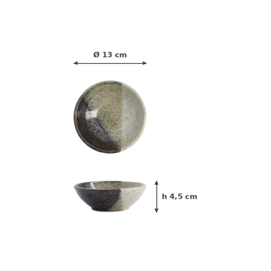 Schale Oboro Yamakage Schwarz/Braun/Weiß, Keramik, Ø 13 × 4,5 cm, 250 ml, Art.-Nr. 21440