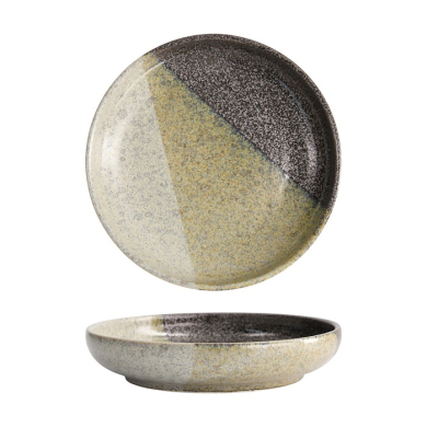 Tokyo Design Studio Pastateller Oboro Yamakage Schwarz/Braun/Weiß, Steinzeug, Ø 22 × 4 cm, 650 ml