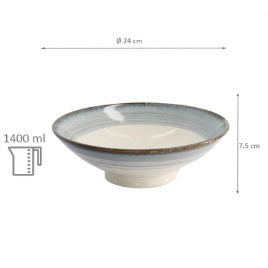 TDS, Bowl, Unkai, White/Blue, Ø 24 x 7.5 cm 1400 ml - Item No. 21474