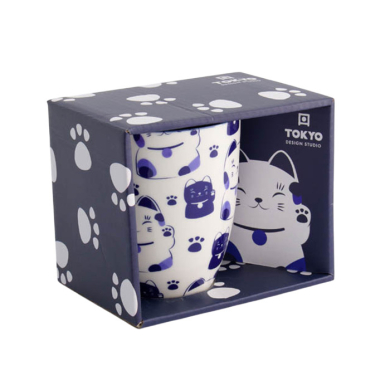 Ø 8.5x10.2cm Kawaii Lucky Cat Tasse mit Geschenkbox Blaue Katze bei g-HoReCa (Bild 1 von 5)