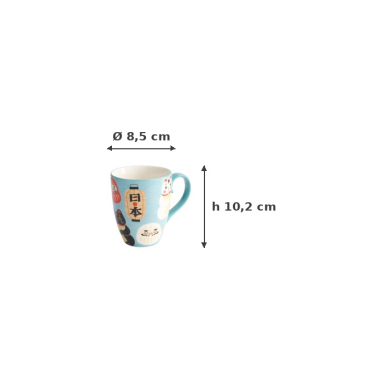 Mug Kawaii Japan A Multicolour in Gift Box, Porcelain, Ø 8.5 × 10.2 cm, 380 ml, Item No. 21529